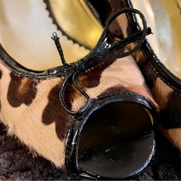Franco Barbieri Leopard Haircalf Peep-Toe Pump 8 B - Picture 5 of 14